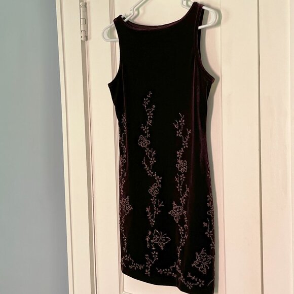 Vintage all that Jazz mini dress dark purple butterfly floral size small fairy - Picture 4 of 10